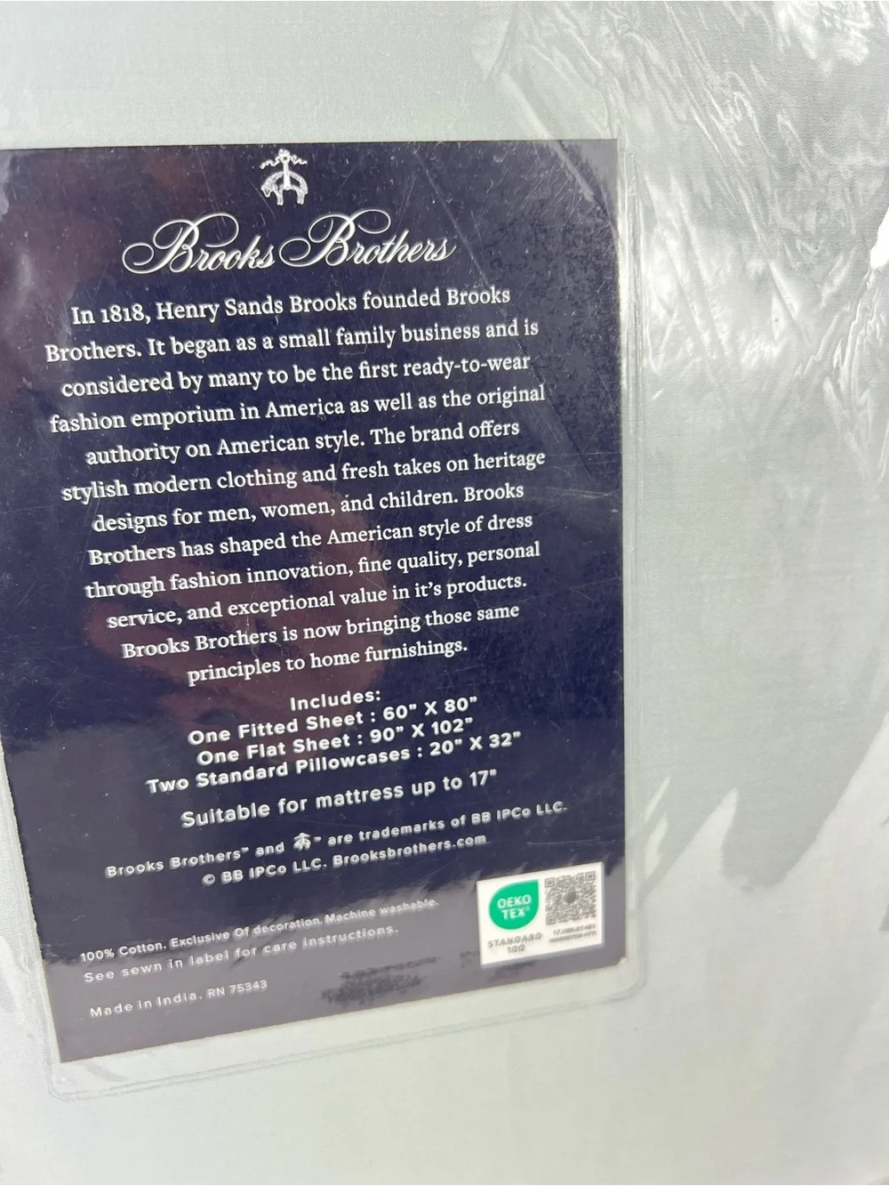Brooks Brothers Queen Sheet Set Light Bluish Green 700 TC 100% Cotton 4 Pc NEW